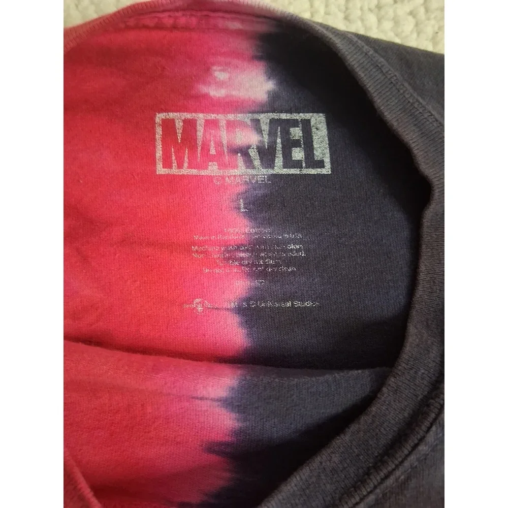 Marvel Spider-Man Venom Split Graphic T-Shirt Mens Large Red Tie Dye Black Tee